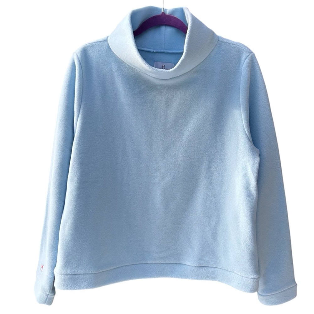 Dudley Stephens Ice Blue Park Slope Terry Fleece Pull Over Turtleneck Size XL - Picture 1 of 10